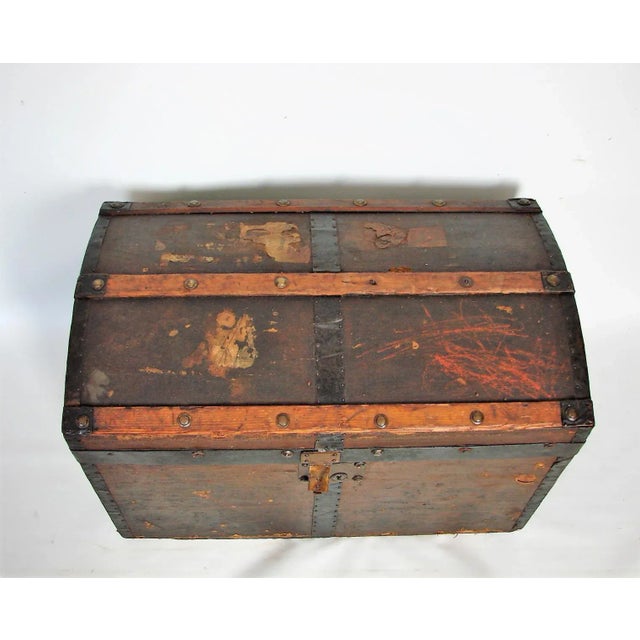 Vintage Wood and Metal Trunk For Sale - Image 11 of 15
