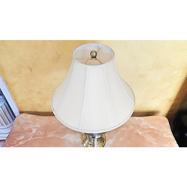 Metal 21st Century Hollywood Regency Gray and Gold Table Lamp For Sale - Image 7 of 12