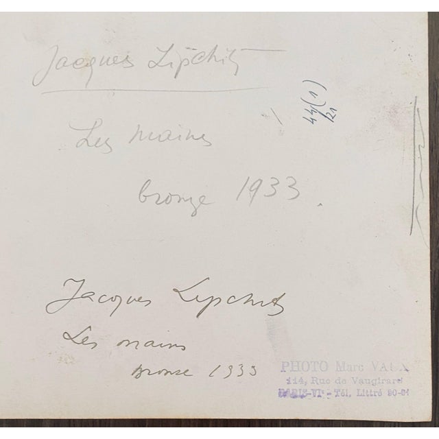 Marc Vaux, Vintage Silver Gelatin Photograph Jacques Lipchitz Bronze Sculpture Photo Signed, 1933 For Sale In Miami - Image 6 of 8