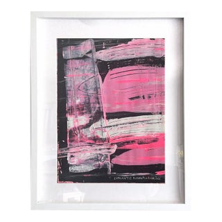 Chromatic Passage. I Framed Abstract Shades of Pink and Black Painting For Sale