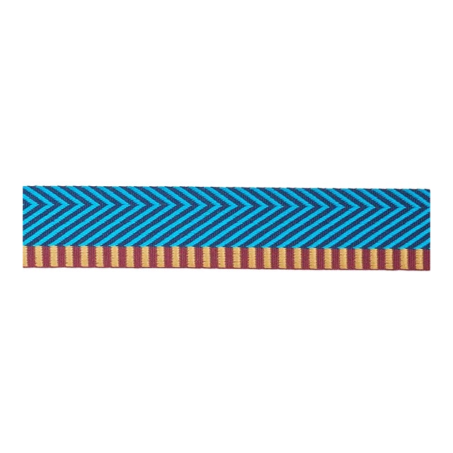 Sample - Schumacher Chevron Twill Tape in Peacock For Sale
