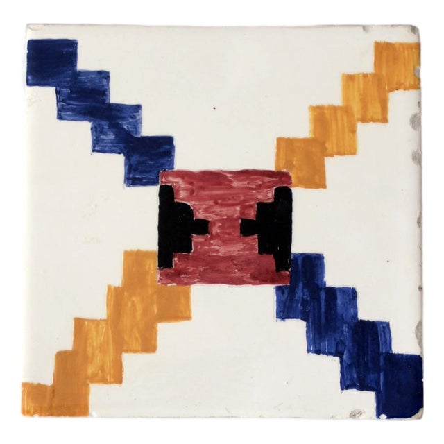 Mid-Century Hand-Painted Ceramic Tile For Sale