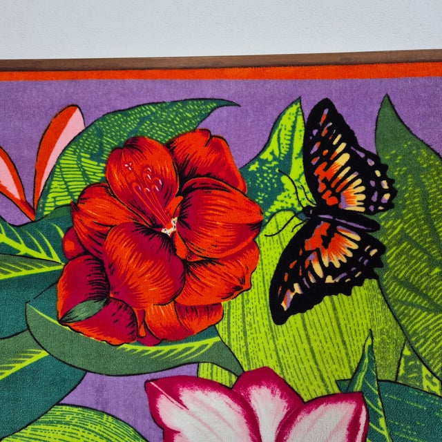 Mid-Century Modern Mid-Century Teak and Floral Print Headboard, Denmark, 1960s For Sale - Image 3 of 7