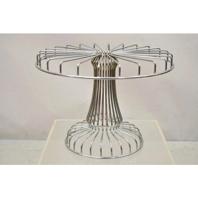 Metal Vintage Mid Century Modern Chrome Metal Wire Pedestal Pastry Cake Stand For Sale - Image 7 of 7