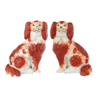 C. 1860 English Staffordshire King Charles Spaniel Dogs For Sale