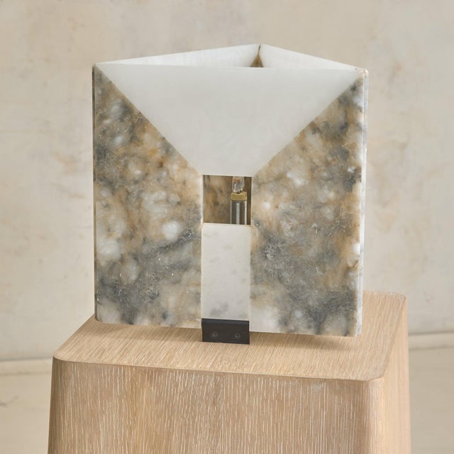 Mid-Century Modern 1970s Italian 'Etrusca' Alabaster Table Lamp by Angelo Mangiarotti for Skipper For Sale - Image 3 of 13