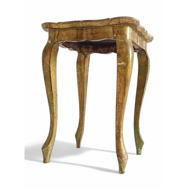Wood 18th Century Florentine Rococo Revival Italian Gilt Accent Side Table, 1950s For Sale - Image 7 of 14