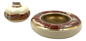 Vintage Ceramic Ashtray and Table Lighter by Tommaso Barbi, 1970, Set of 2