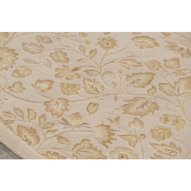 Rug & Kilim Rug & Kilim’s Tudor Style Rug in White With Beige-Brown Floral Patterns For Sale - Image 4 of 8