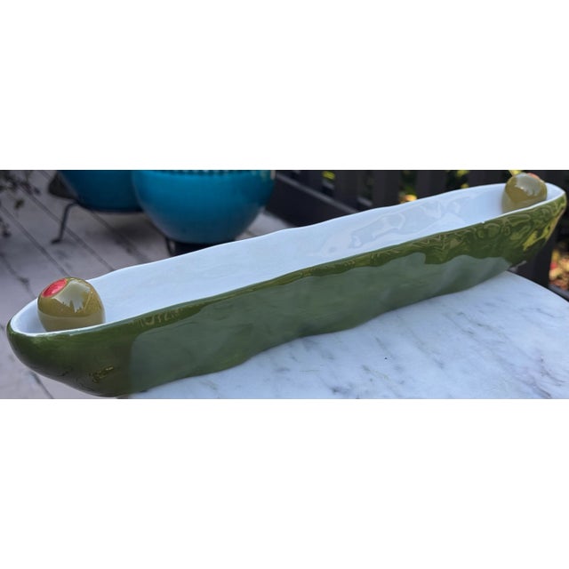 Vintage Trompe L’Oleil Olive Server For Sale - Image 9 of 17