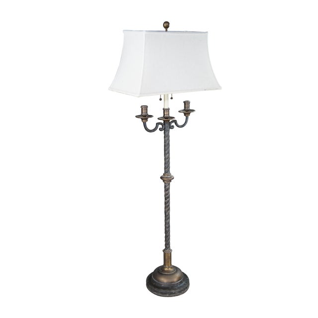 Late 20th Century Visual Comfort Floor Lamp. Drawing inspiration from Spanish Revival & Gothic Styling. Features an iron...