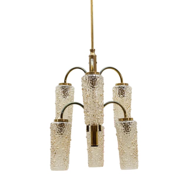 Brass and Amber Bubble Glass Ceiling Lamp, Germany, 1960s For Sale