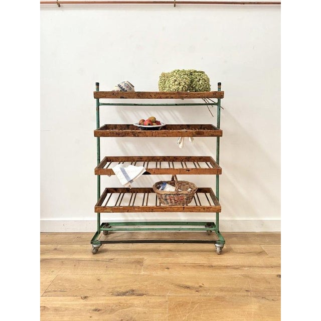 Turquoise Mid-Century Shoe Rack Trolley For Sale - Image 8 of 8
