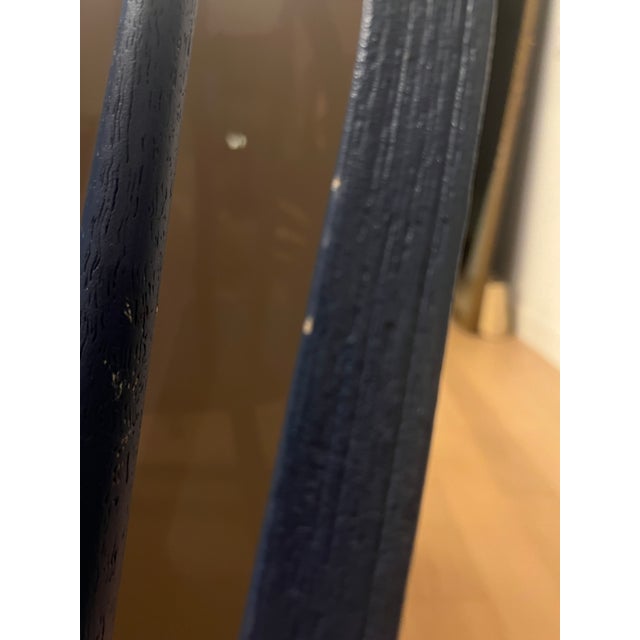 Vintage Set of 8 Spindle Back Dining Chairs in Farrow & Ball Hague Blue For Sale - Image 11 of 13