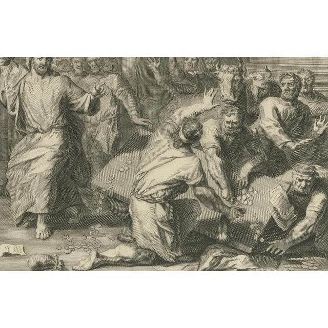 Miracles of christ – wedding at cana & cleansing of the temple, pieter mortier, ca. 1700 original antique engraving from...