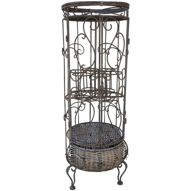 Mid-Century Iron and Wicker Wine Rack For Sale - Image 13 of 13