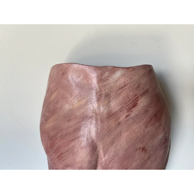 Mid-Century Modern 90's L. Gonzales Male Buttocks Art Ceramic Wall Sculpture For Sale - Image 3 of 11