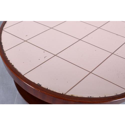 Art Deco Circular Side Table in Bentwood and Pink Mirrored Glass, Italy, 1930s For Sale - Image 9 of 15
