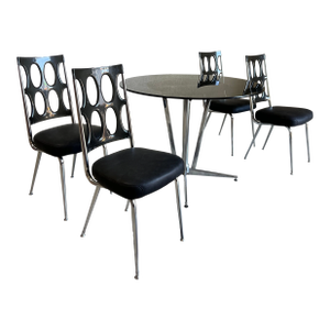 Vintage Chrome and Lucite Bistro Dining Set by Chrome Craft