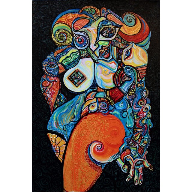 This is a one-of-a-kind original cubist painting by San Diego artist, Alexander Arshansky. Its dimensions are 36" x 24" x...
