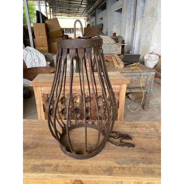Vintage Industrial Iron Farm Pendant Light For Sale In Los Angeles - Image 6 of 6