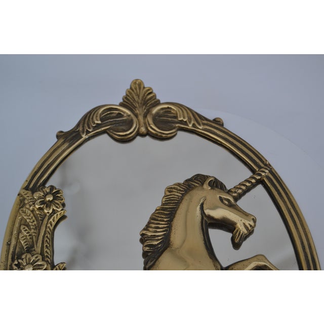 1970s 1970s Solid Brass Unicorn Mirror For Sale - Image 5 of 11