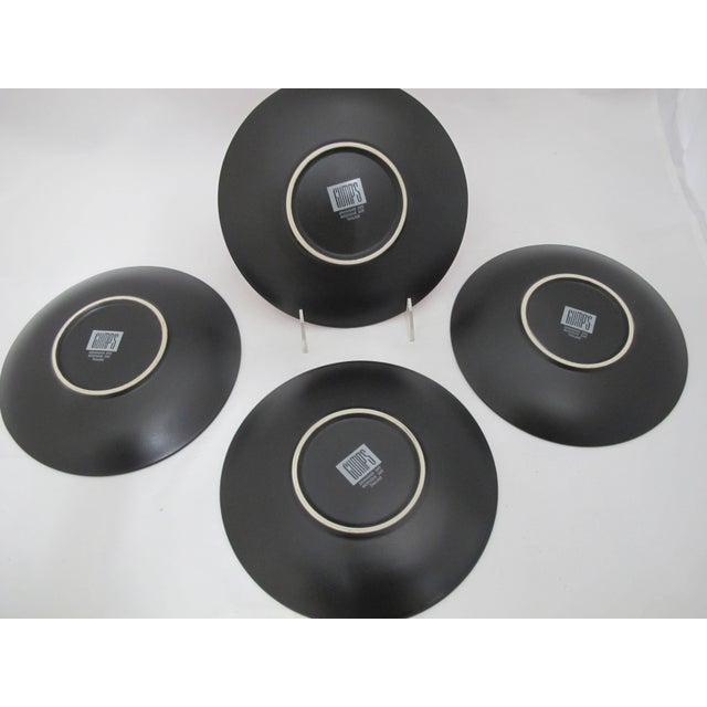 Gumps Mid 20th Century Gumps Worldview Sleek Red & Black Pottery 8 3/8" Salad Plate Set of 4 For Sale - Image 4 of 4
