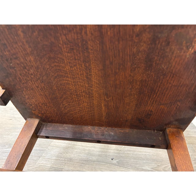 Brown Antique Arts & Crafts Mission Quarter Sawn Oak Library Chair Armchair For Sale - Image 8 of 8