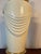 Art Deco Vintage Hollywood Regency Brass & Cream Ceramic Drape Table Lamps - A Pair For Sale - Image 3 of 12