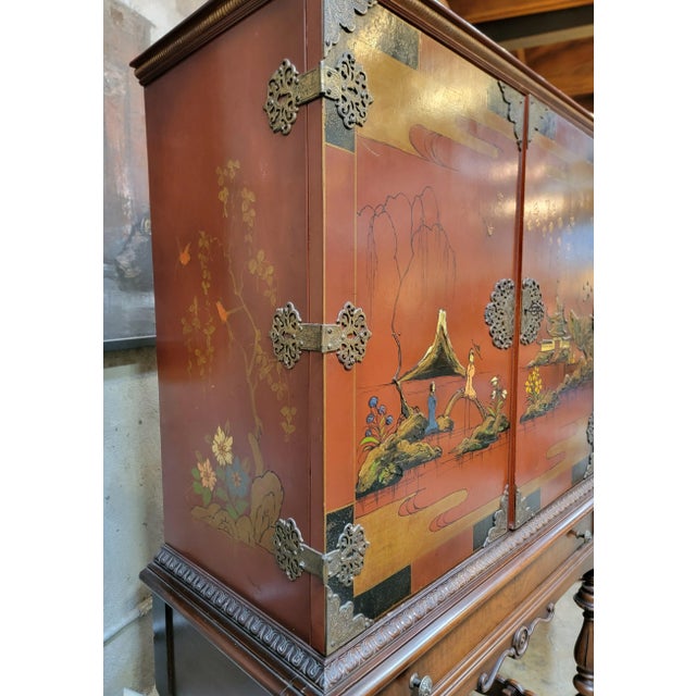 Chinoiserie Antique Chinoiserie Painted Cabinet Circa. 1930's For Sale - Image 3 of 10