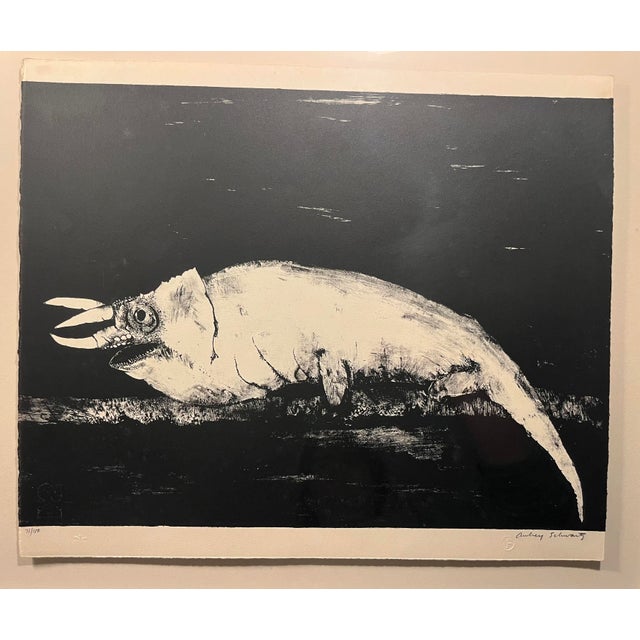 RARE 1962 Aubrey Schwartz 'Horned Lizard, from A Bestiary' Limited Edition Lithograph, Embossed Edition: 71/100 Aprox....