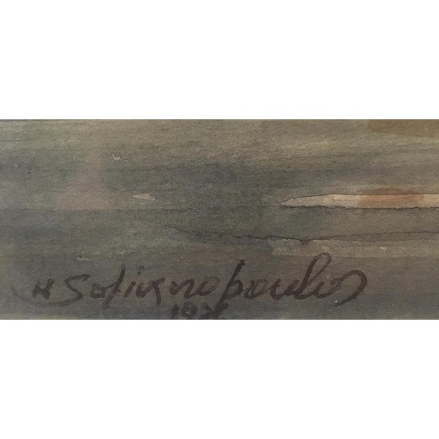 Modern Konstantinos Sofianopoulos, Voiliers au Bord d'une île des Cyclades dans la Mer d'Égée, Watercolor on Paper, Framed For Sale - Image 3 of 8