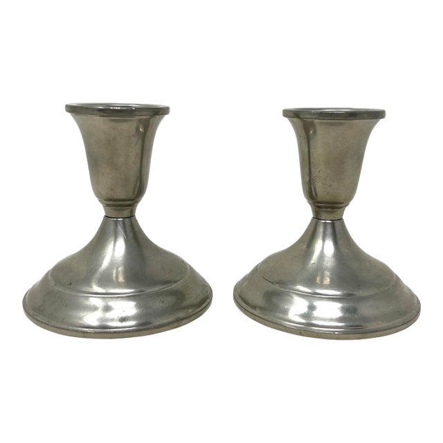 Newburyport Pewter Candlesticks by Towle Silversmiths, a Pair For Sale