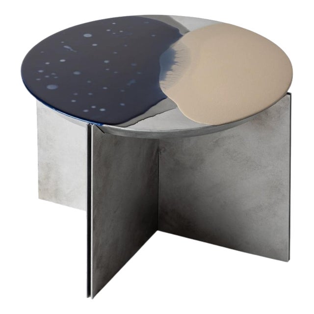 H9 Hand Decorated Metal & Aluminium Side Table by Studio Nyx For Sale