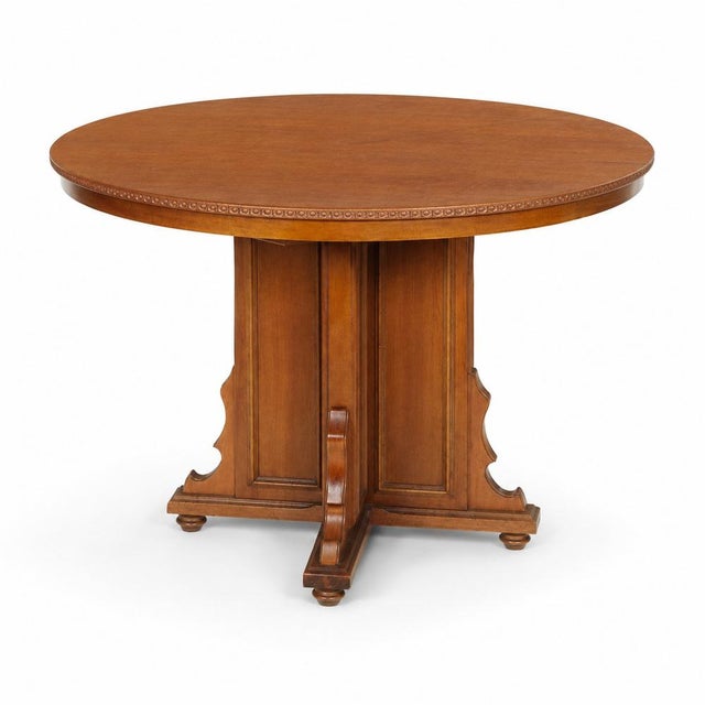 Round Italian Extendable Walnut & Veneer Table For Sale - Image 6 of 9