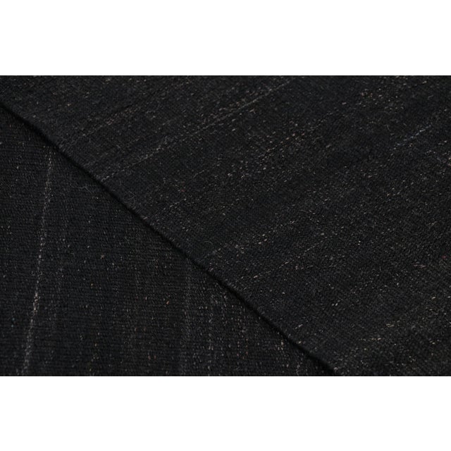 Textile Rug & Kilim’s Solid Kilim Rug in Black Tones and Striae For Sale - Image 7 of 7