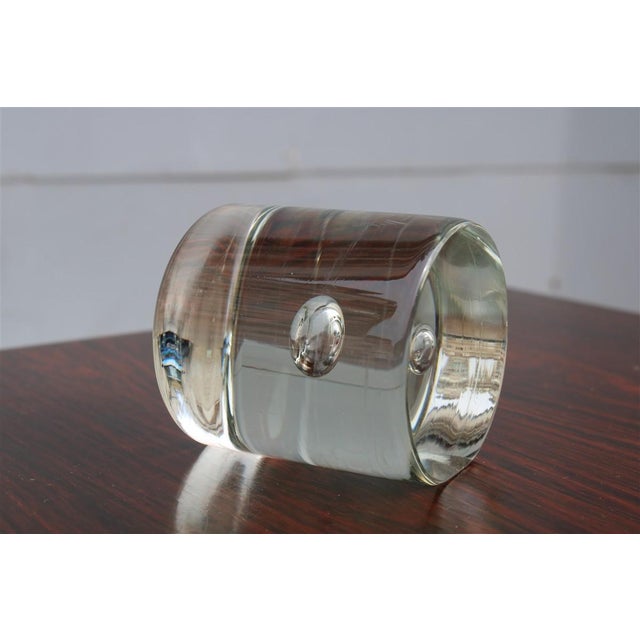 Alfredo Barbini, Cylinder Sculpture with Bubble, 1970, Murano Glass For Sale - Image 8 of 8