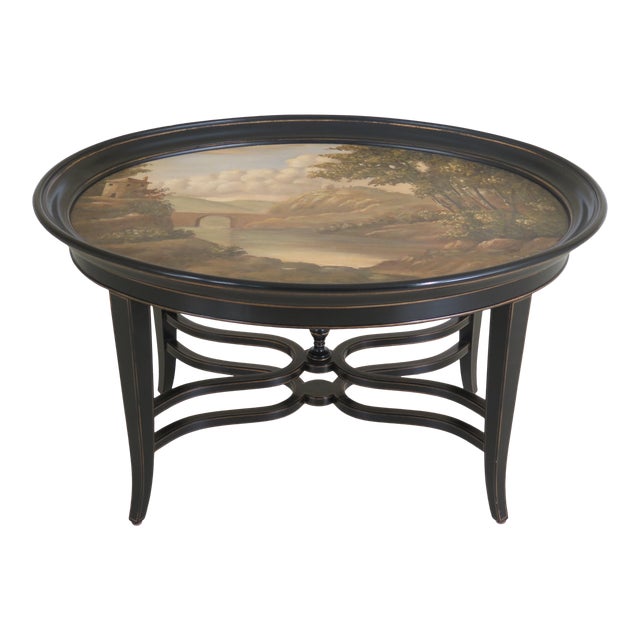 Oval Black Paint Decorated Coffee Table Chairish