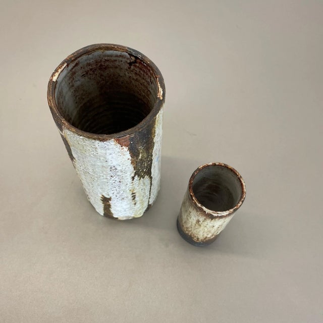 Ceramic Studio Pottery Tube Vase from Gerhard Liebenthron, Germany, 1970s, Set of 2 For Sale - Image 15 of 18
