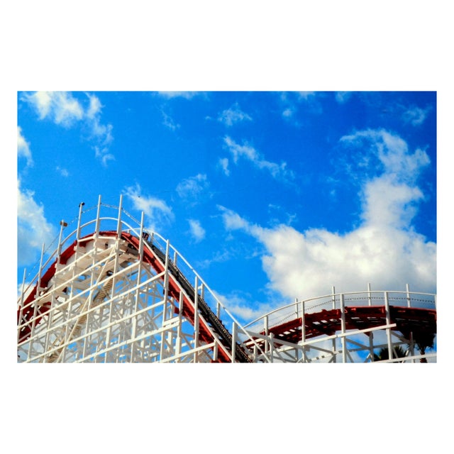 Wonderful color photograph by California artist Deborah Eddy (American, b. 1943). Titled" Roller Coaster with Palms 1" and...