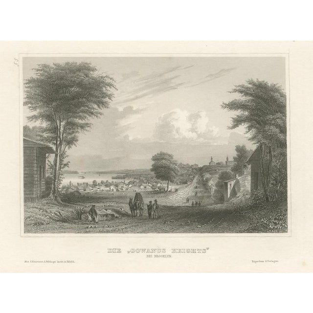 Joseph Meyer and Hermann Meyer, View of Gowanus Heights Brooklyn New York, 1850, Engraving For Sale - Image 3 of 9