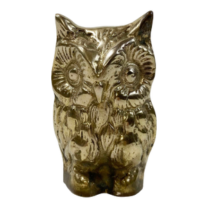 Mid 20th Century Brass Horned Owl Paper Weight