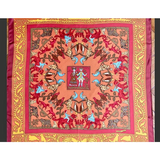 Hermès Silk Scarf Early America by Françoise De La Perrière. 1984 For Sale In New York - Image 6 of 7