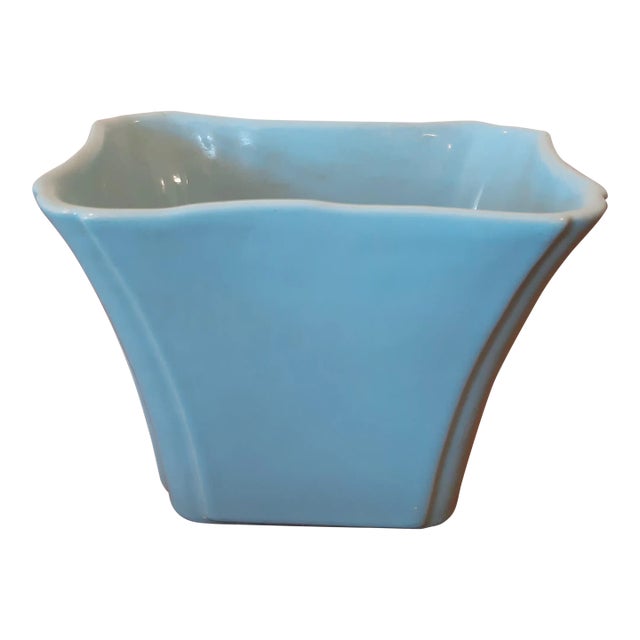 Texas Mid Century Blue Pottery Vase by Alamo Pottery For Sale