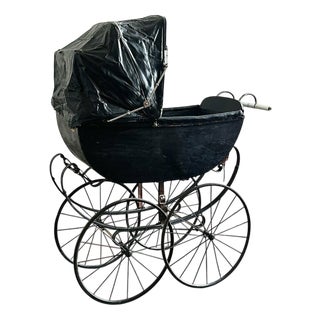 Antique Black Baby Carriage, 1890s For Sale
