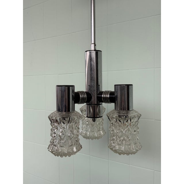 1970s Italian Pendant Light in Glass and Steel from Targetti, 1970s For Sale - Image 5 of 18