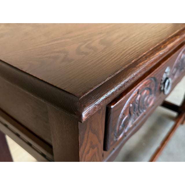 Early 20th Century Spanish Country Walnut Sofa Table or Console table with Carved Drawers For Sale - Image 11 of 18