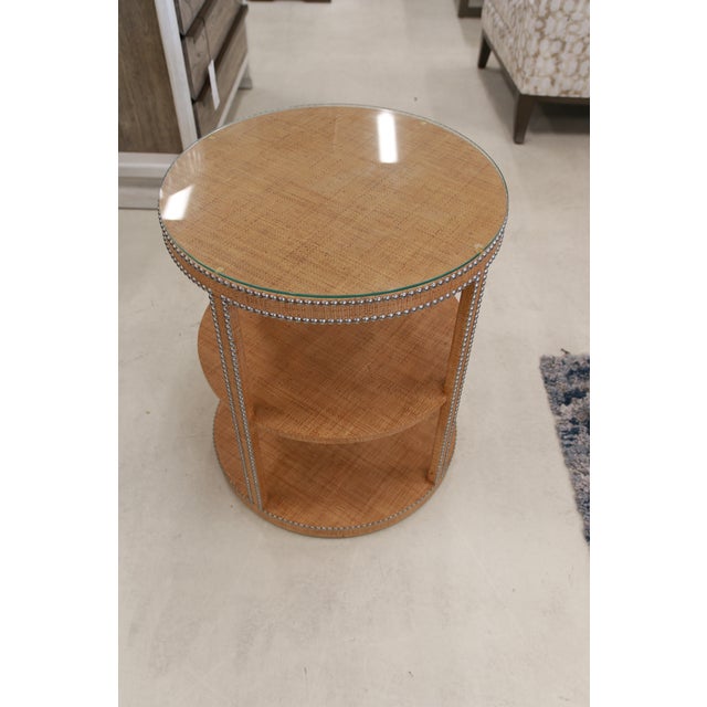 2020s Century Furniture Monterey Tier Table (With/Glass), Sand For Sale - Image 5 of 5