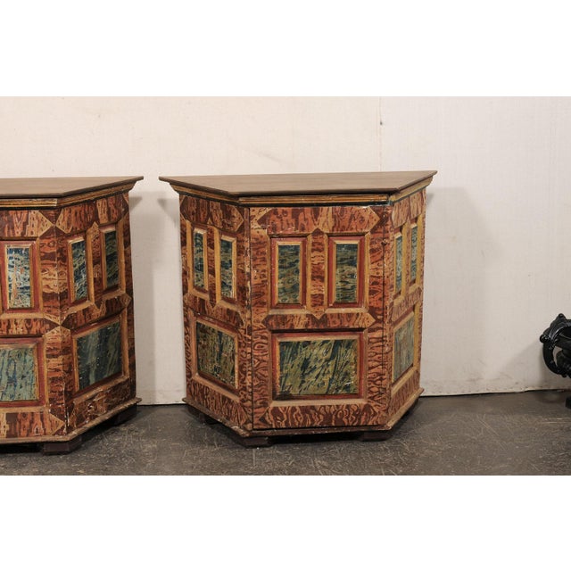 18th C Italian Halved-Hexagon Demi Cabinets For Sale - Image 4 of 10