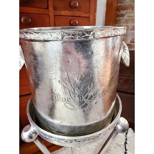 Silver Vintage Silver Plated Champagne Bucket and Stand From the Blue Fox For Sale - Image 8 of 16